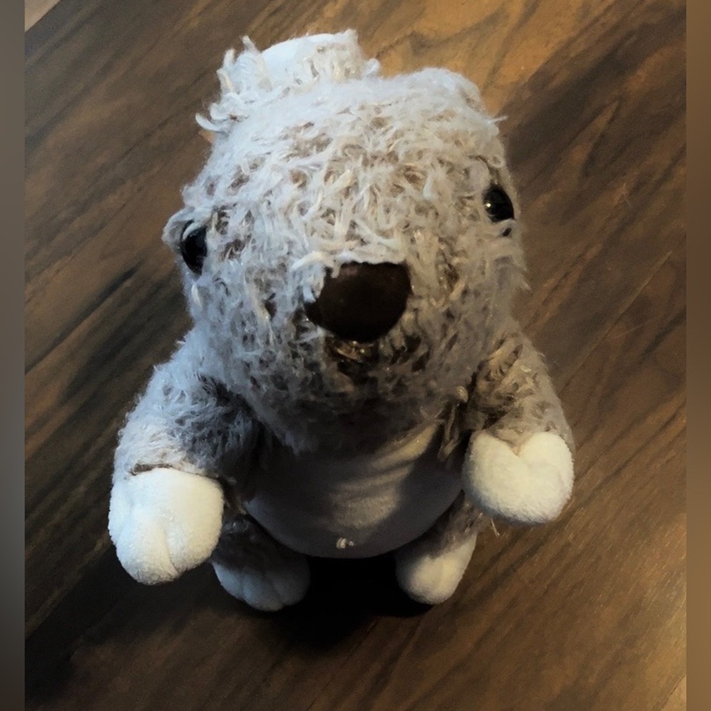Charming Gray and White Plush Squirrel Decor